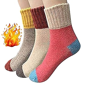 alexvyan 3 pair vintage solid soft amp woolen cozy knitted winter thick warm stretchy elastic socks without thumb for women girls multicolor