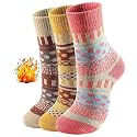 Alexvyan 3 Pair Vintage Solid Soft &amp; Woolen Winter Cozy Knitted Winter Thick Warm Stretchy Elastic Socks (Without Thumb) for Women Girls, Assorted