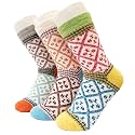 Alexvyan 3 Pair Vintage Solid Soft &amp; Woolen Cozy Knitted Winter Thick Warm Stretchy Elastic Socks (Without Thumb) for Women Girls
