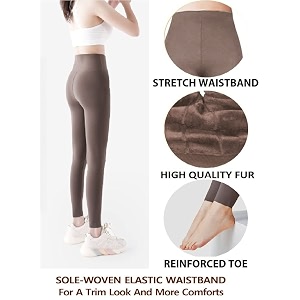 alexvyan ankle length 24 to 36 waist stretchable fleece women warm thick fur lined fleece winter thermal soft legging tights stocking - slim fit