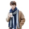Alexvyan Fashions Two Color Extra Soft MicroFibre Cashmere Knitted Mufflers Cum Scarves Cum Stoles Woolen Men and Women Casual Scarf Soft and Warm Muffler (Blue and Grey)