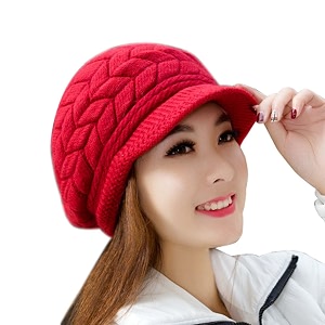 alexvyan imported unisex wool men and women winter cap woolen knitted warm hat fur inside hats for ladies beanie girls skullies caps red