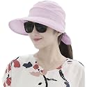 Alexvyan Polyester 2 In 1(Cap&Visor)Wide Brim Round Hat&Sun Visor,Uv Protection Summer Cap Hat,Breathable Casual Beach Safari Hat Sun Protection Cap For Women Girl Foldable Adjustable(Light Pink)