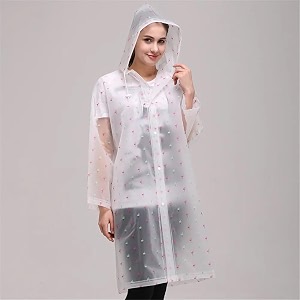 alexvyan transparent white eva rain ponchos for women girl reusable eva raincoats with hood for women rain ponchos for camping hiking music festival scooty travel outdoor activities-thickness