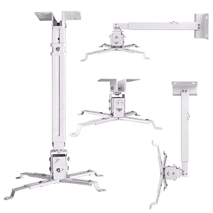 alexvyan universal heavy duty adjustable projector ceiling and wall mount kit bracket stand with tilt option- white - weight capacity - 15kgs 2 feet 12 inch to 24 inch