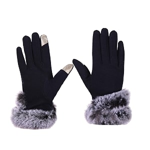 alexvyan women wrist winter soft and warm covered finger rabbit fur glovesmittens warm windproof wool with mobile screen touch