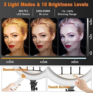 alf multi-color led ring light with 6ft stand and smartphone mount usb support - professional lighting solution for photography video youtube 12 inch_ring_light