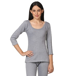 alfa fleece women39s scoop neck three quarter sleeves thermal top for winter