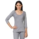 Alfa Fleece Women's Scoop Neck Three Quarter Sleeves Thermal Top for Winter