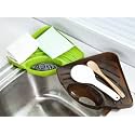 Home Essentials Self-Adhesive Corner Kitchen Sink Corner Wash Basin Sponge Soap Scrub ABS Brush Storage Holder Rack with Suction Cup, Green