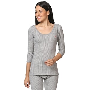 alfa steam disinfected quilted premium women39s scoop neck 34th sleeves cotton thermal top  ladies thermal vest