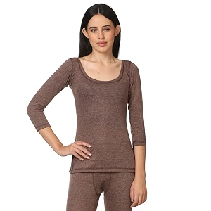 alfa steam disinfected quilted premium women39s scoop neck 34th sleeves cotton thermal top  ladies thermal vest