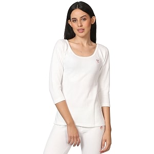 alfa steam disinfected quilted premium women39s scoop neck 34th sleeves cotton thermal top  ladies thermal vest