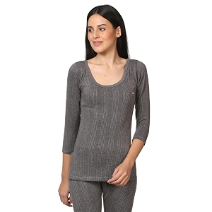 alfa steam disinfected quilted premium women39s scoop neck 34th sleeves cotton thermal top  ladies thermal vest