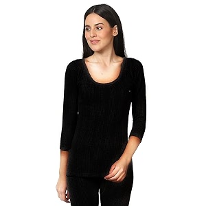 alfa steam disinfected quilted premium women39s scoop neck 34th sleeves cotton thermal top  ladies thermal vest