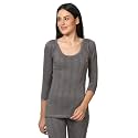 Alfa Steam Disinfected Quilted Premium Women's Scoop Neck 3/4th Sleeves Cotton Thermal Top | Ladies Thermal Vest