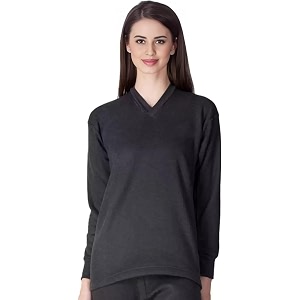 alfa womens v-neck full sleeves thermal top  soft cotton winter wear inner top for cold weather protection