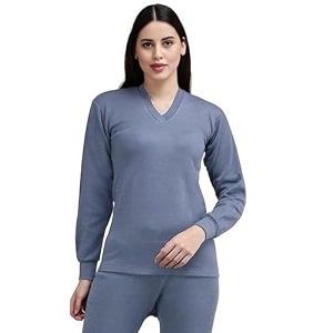 alfa womens v-neck full sleeves thermal top  soft cotton winter wear inner top for cold weather protection