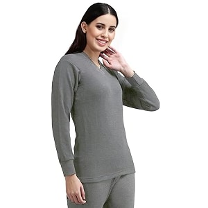 alfa womens v-neck full sleeves thermal top  soft cotton winter wear inner top for cold weather protection