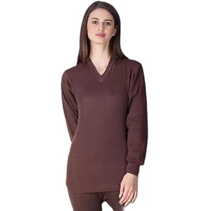 alfa womens v-neck full sleeves thermal top  soft cotton winter wear inner top for cold weather protection
