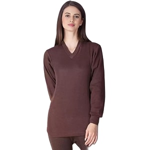 alfa womens v-neck full sleeves thermal top  soft cotton winter wear inner top for cold weather protection