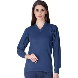alfa womens v-neck full sleeves thermal top  soft cotton winter wear inner top for cold weather protection