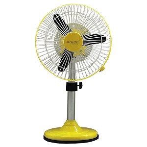 12v dc chetak high speed power saver high performance mini pedestal fan operartes on only 12v dc battery and also oprerated with ac with adapter size 9inch pack of 1 yellow