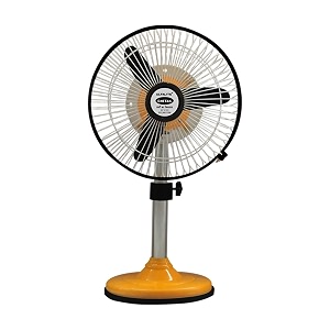 12v dc chetak high speed power saver fan mini pedestal fan operartes on only 12v dc battery and size 9inch color orange pack of 1