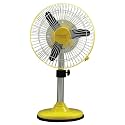 12v DC Chetak High Speed Power Saver high performance Mini Pedestal Fan Operartes On Only 12v DC Battery and also oprerated with AC with adapter size 9inch Pack of 1 (Yellow)