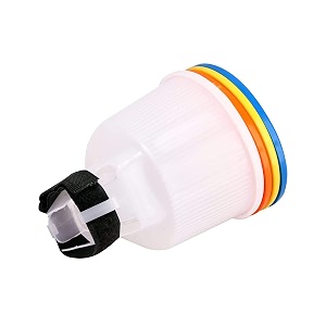 lambency flash diffuser with four color domes white blue red and yellow with white cloth diffuser for camera flash photography