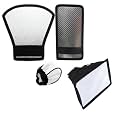Silver White Flash Diffuser Reflector for Flash Set of 1 PIS of 4 Camera Flash Diffuser | Flash Diffuser |Cloth Flash Bounce Diffuser for Canon Nikon Sony (White, Silver)