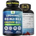 Algae Calcium 600mg + Vitamin D3 K2 5000 IU, Calcium Supplements for Women