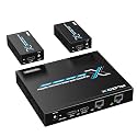 ALGOX 328ft/100m 4K@30Hz HDMI Extender Splitter 1 in 2 Out Over CAT6/6e/7(T-568B) Supports Loop Out, EDID Copy, HDR10, Dolby Vision, 3D Video, Plug and Play, Easy to Install