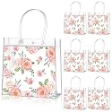 Aliceset 20 Pcs Clear Floral Gift Bag with Handle, PVC Flower Bag 8x8x3.15