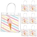 Aliceset 20 Pcs Ice Cream Party Favor Bags with Handles 8x8x3.15 Inch