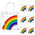 Aliceset 20 Pcs Rainbow Gift Bags with Handles Clear PVC 8 x 8 Inch
