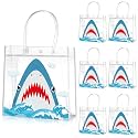 Aliceset 20 Pcs Shark Party Clear Favor Bags with Handles 8x8x3.15inch