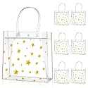 Aliceset 20 Pcs Star Clear PVC Gift Bags with Handles Summer Party 8x8x3.15