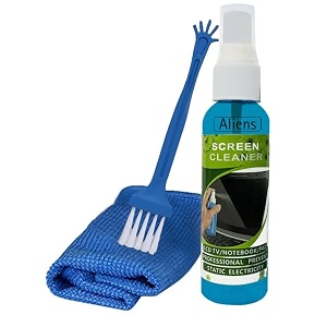 aliens 3 in 1 professional cleaning kit 100 ml for smartphonelaptopcameratabletbinocularlensmonitortvscreenincludes 100 ml anti-static liquid spray  soft brush  microfiber clothblue
