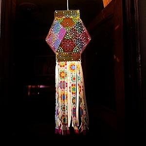 alila 3d popup flower lantern lamp shade akash kandil for diwali balcony jhumar for hall home diwali balcony living room hanging decor decoration self assembly - diy do it yourself