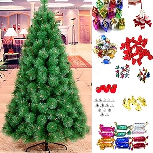alila 7ft christmas pine tree with sturdy stand for home decor with branches premium artificial green tree office school house restaurants amp store decoration for indoor amp outdoor decor