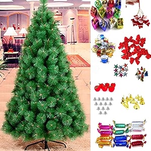 alila 8ft christmas pine tree with sturdy stand for home decor with branches premium artificial green tree office school house restaurants amp store decoration for indoor amp outdoor decor