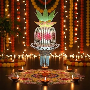 alila diwali hanging lantern lamp shade akash kandil for balcony jhumar for xmas christmas home living room decor decoration self assembly - diy do it yourself
