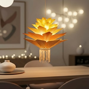 alila lotus hanging lantern lamp shade akash kandil for balcony jhumar for xmas christmas home living room decor decoration self assembly - diy do it yourself