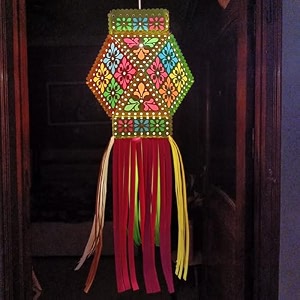 alila hanging lantern lamp shade akash kandil for diwali balcony jhumar for hall home diwali balcony hanging living room christmas decor decoration self assembly - diy do it yourself