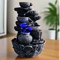 ALILA Resin Water Fall Fountain For Home Living Room Decor With Led Lights Table Top Indoor Outdoor Decoration Gift Gifting Item, 15 Inches