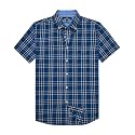 Alimens &amp; Gentle Plaid Mens Short Sleeve Button Down Shirts with Pocket