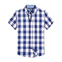Alimens &amp; Gentle Plaid Mens Short Sleeve Button Down Shirts with Pocket