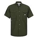Alimens &amp; Gentle Short Sleeve Fishing Shirt Wicking Fabric Sun Protection Casual Button Down Shirts