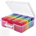 ALINK Photo Storage Box with Handle, 4" x 6" Photo Organizer Storage Container with 16 Inner Case and 1 Sheet Blank Labels for Pictures, Arts, Crafts, Sewing, Seeds, Office Supplies - Colored